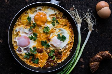 Turkish Breakfast Menemen / Omelette (Fried Eggs) clipart