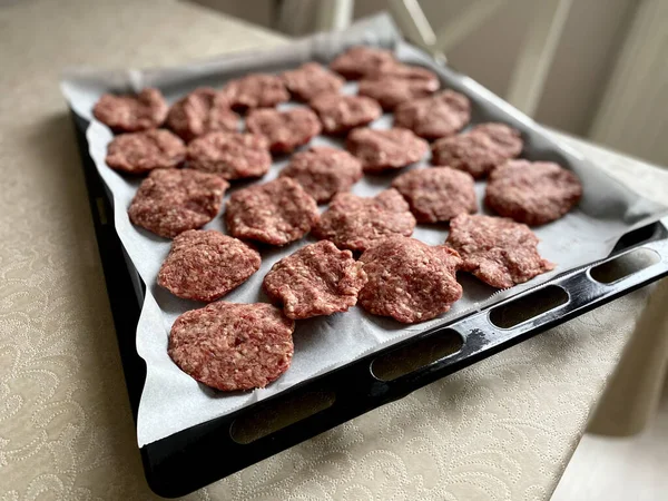 Almôndegas Cruas Estilo Turco Com Kofte Carne Picada Kofta Pronto — Fotografia de Stock