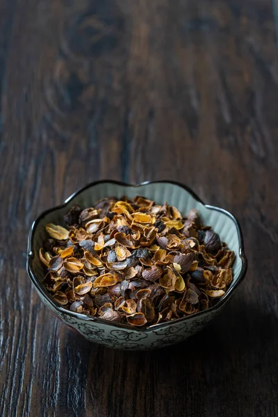 Gedroogde Cascara Coffee Cherry Pulp Outer Skin Bowl Klaar Voor — Stockfoto