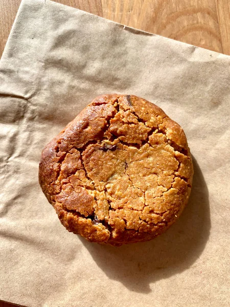 Vegan Peanut Butter Cookie Βρώμη Βιολογικά Σνακ Χωρίς Γλουτένη Ξύλινο — Φωτογραφία Αρχείου
