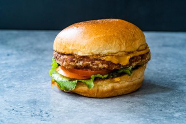 Vejetaryen Fasulye Burger ve Brioche Ekmek Yakından Bakış. Yemeye hazır. Sağlıklı Fast Food.