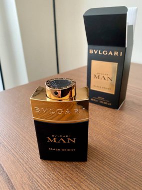 İstanbul, Türkiye - 23 Şubat 2021 Bvlgari Black Orient 60 ml. Erkek parfümü kokuları. Kullanmaya Hazır.