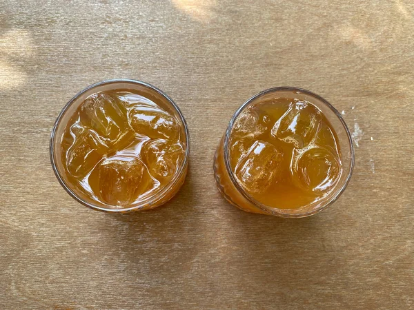 Kombucha Tea Superfood Probiotic Beverage Glass Ice Listo Para Beber —  Fotos de Stock