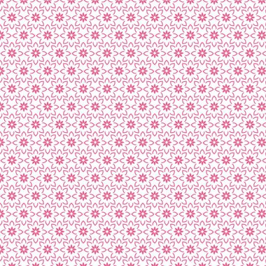 Beyaz arka planda pembe çiçekli desenlere sahip hassas bir desen gösterilir. Tasarım karmaşık ve görsel olarak çekici. Arkaplan ve grafik tasarımları için mükemmel.