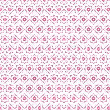 Beyaz Üzerinde Tekrarlanan Çiçek Motifleri ile Pembe Çiçek Deseni Arkaplanı