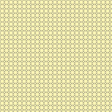 Açık sarı bir zemin üzerinde küçük koyu mavi elementler içeren sıkıca paketlenmiş ve detaylı bir geometrik desen çeşitli tasarımlar için temiz ve sofistike bir doku oluşturur.