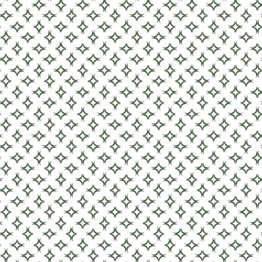 Çeşitli tasarım projeleri için beyaz arkaplan üzerinde tekrar eden, kusursuz, biçimlendirilmiş yeşil yıldızlar.