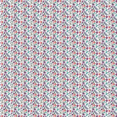 Küçük çiçekli ve beyaz yapraklı tekrar eden çiçek tasarımı