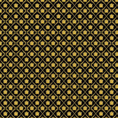 tekrarlayan sarı çiçek ve geometrik şekiller