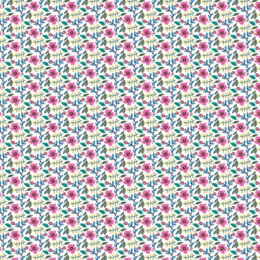 Minik pembe çiçeklerin ve yeşil yaprakların tekrar eden tasarımı