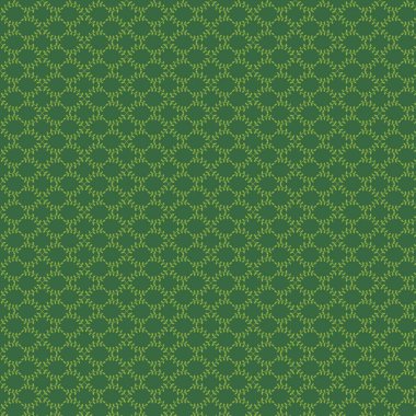 Koyu yeşil arka planda yeşil çiçek desenleri var.