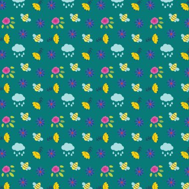 Arıların, çiçeklerin ve yeşil yağmur bulutlarının kusursuz deseni.