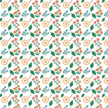 Çiçeklerin ve yaprakların şeffaf arkaplanda izole edilmiş renkli, pürüzsüz deseni var.
