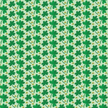 Açık yeşil arka planda izole edilmiş yonca çiçeklerinin tekrarlanan deseni