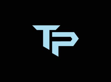 Şeffaf arkaplan üzerinde tp harfi izole edilmiş soyut mavi logo