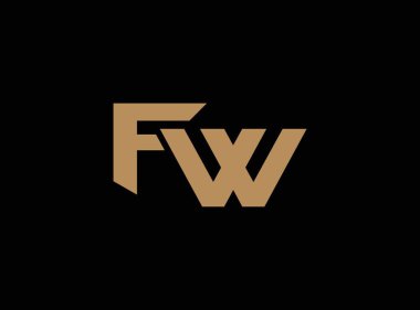 fw monogram logosu modern tipografi ve altın rengi şeffaf arkaplanda izole