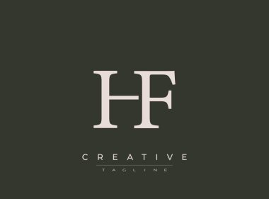 Koyu arkaplanda yaratıcı slogan bulunan HF baş harfleri logosu