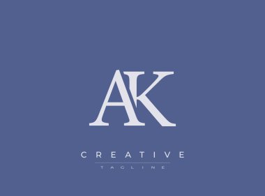 Mavi arkaplanda beyaz AK harfleri logosu ve yaratıcı slogan