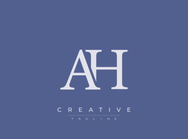 Mavi arka planda yaratıcı sloganı olan AH logosu mavi üzerine izole edilmiş