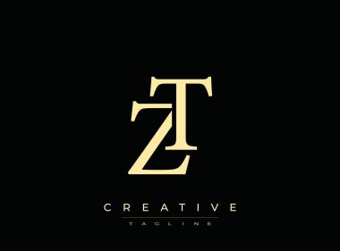 Şeffaf arkaplanda izole edilmiş yaratıcı slogan içeren altın harfli zt logosu