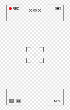Smartphone Kamera Portresi Çerçevesi, Video Kaydetme Görüntü Bulucu Kaplaması, Temiz Şeffaf Vektör