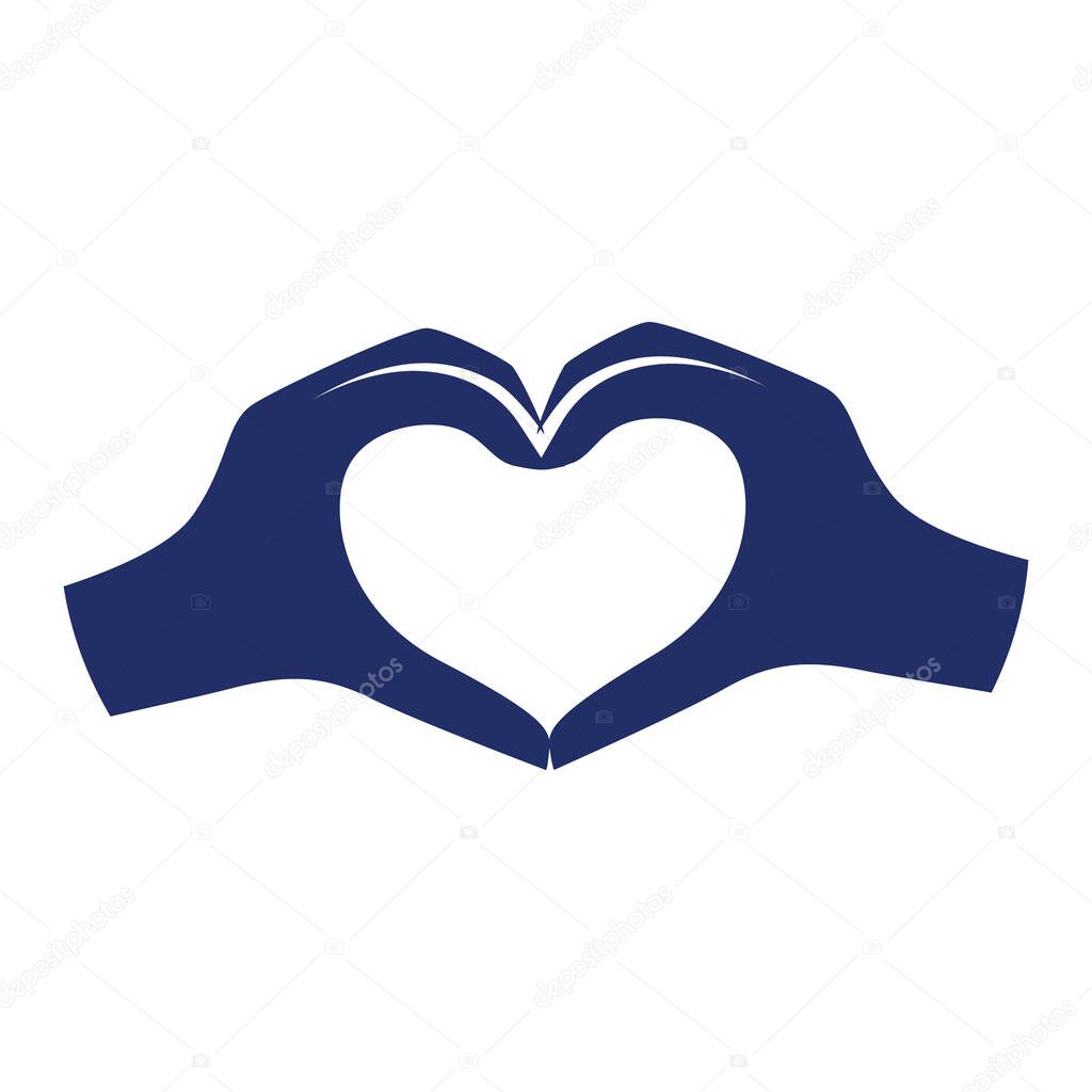Two joining hands form a heart symbolizing love and unity.