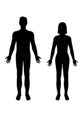 Male and female body silhouette template. Body silhouettes icon for medicine. stock illustration