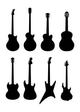 Bir dizi gitar silueti stok çizimi