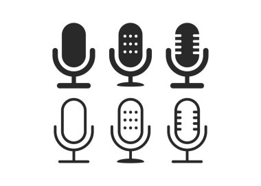 Mikrofon vektörü basit simgeleri stok illüstrasyonunu ayarlayın