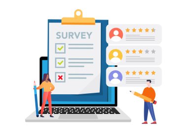 Çevrimiçi araştırma konsepti. Müşteri Teftiş Formu Test Stoku İllüstrasyonu