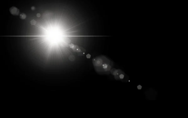 Digital lens flare in black background horizontal frame warm and abstract background — Stock Photo, Image