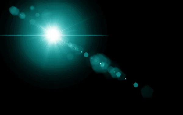 Digital lens flare in black background horizontal frame warm and abstract background — Stock Photo, Image