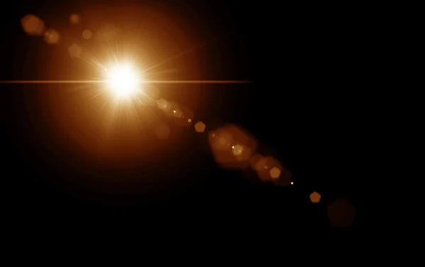 Dijital lens flare siyah arka plan yatay çerçeve sıcak ve soyut arka planda