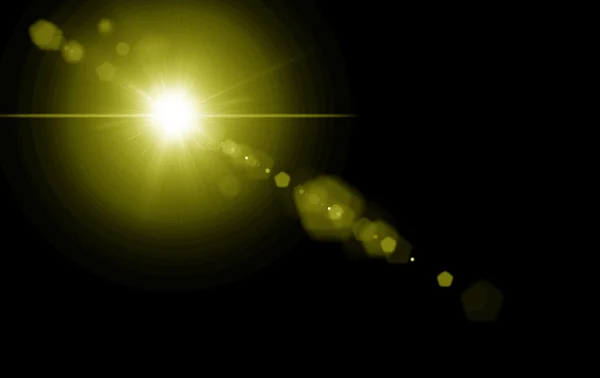 Dijital lens flare siyah arka plan yatay çerçeve sıcak ve soyut arka planda