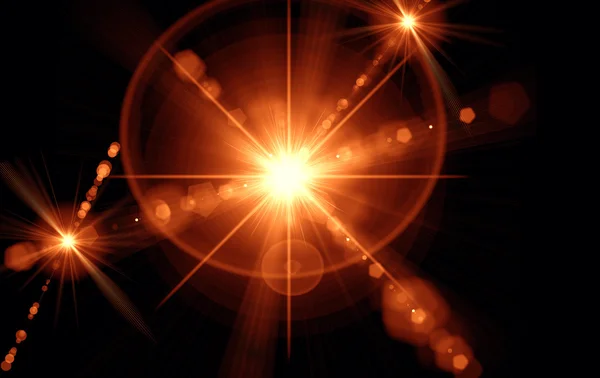 Dijital lens flare siyah arka plan yatay çerçeve sıcak ve soyut arka planda