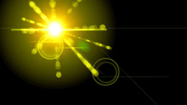 Dijital lens flare siyah arka plan yatay çerçeve sıcak ve soyut arka planda