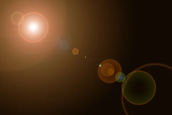Dijital lens flare siyah arka plan yatay çerçeve sıcak ve soyut arka planda