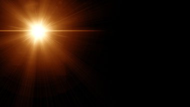 Dijital lens flare siyah arka plan yatay çerçeve sıcak ve soyut arka planda