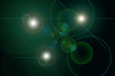 Dijital lens flare siyah arka plan yatay çerçeve sıcak ve soyut arka planda