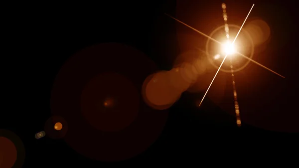 Dijital lens flare siyah arka plan yatay çerçeve sıcak ve soyut arka planda