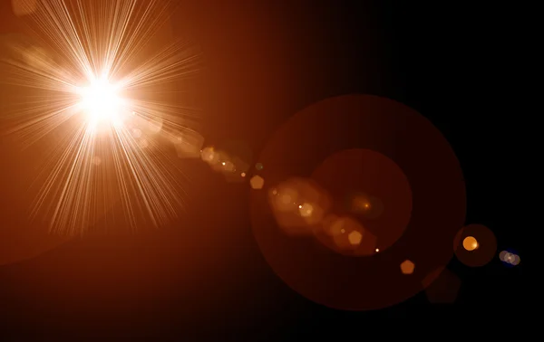 Dijital lens flare siyah arka plan yatay çerçeve sıcak ve soyut arka planda