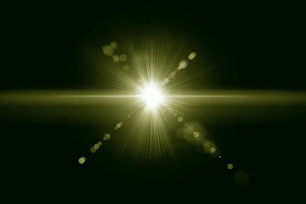 Digital lens flare in black background horizontal frame warm and abstract background — Stock Photo, Image