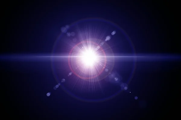 Digitale lens flare op zwarte achtergrond horizontale frame warm en abstracte achtergrond — Stockfoto