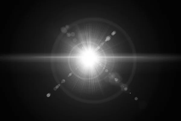 Flare de lente digital em fundo preto quadro horizontal fundo quente e abstrato — Fotografia de Stock
