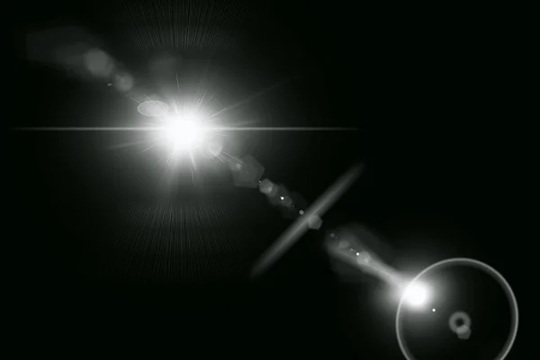 Dijital lens flare siyah arka plan yatay çerçeve sıcak ve soyut arka planda