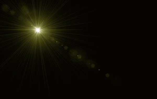 Digital lens flare in black background horizontal frame warm and abstract background — Stock Photo, Image