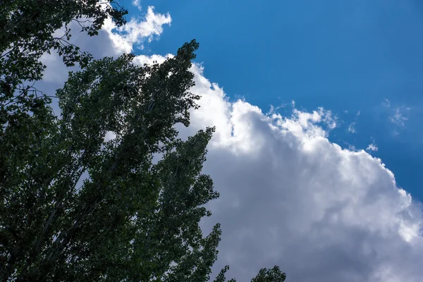 Белые облака медленно плывут по синему небу — стоковое фото