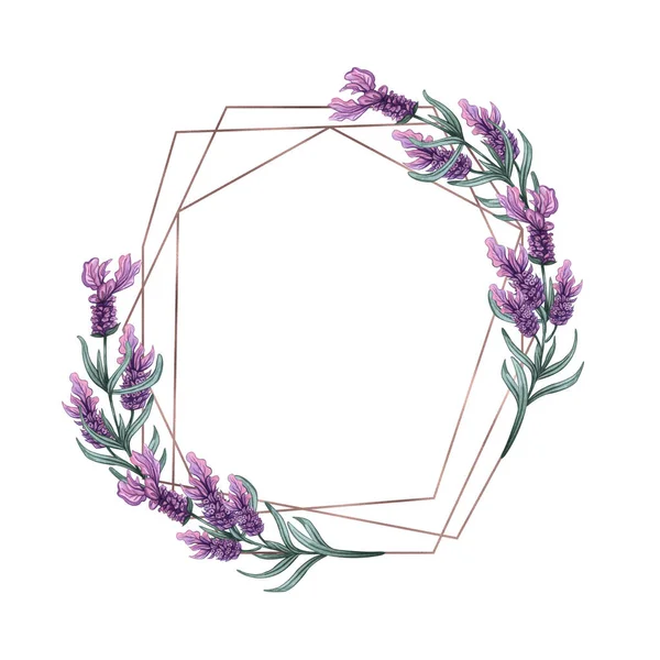 Lavendelblüten umrahmen. Aquarell handgezeichneten Hintergrund. Lavendel-Illustration — Stockfoto