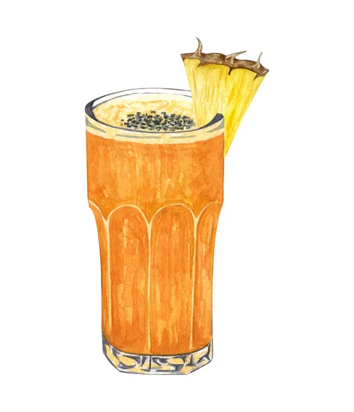 Handritad akvarell illustration av sommaren färsk juise. Friska naturliga juice isolerad på den vita bakgrunden — Stockfoto
