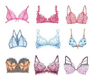 Suluboya iç çamaşırı. El çizimi iç çamaşırı. Moda çizimi